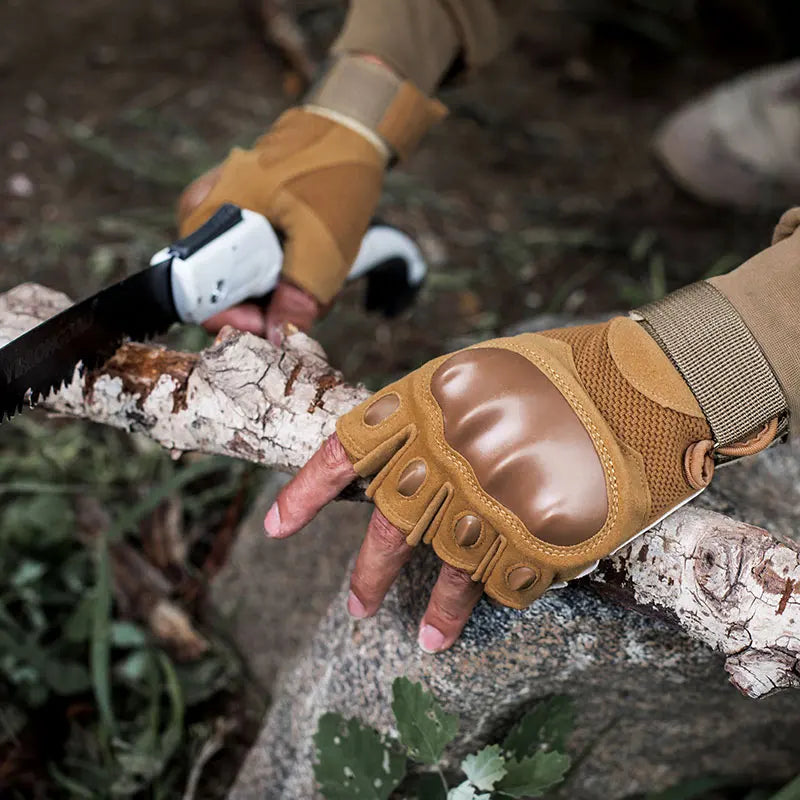CHRLCK Men's Wear-resistant Cycling Tactics Gloves Anti-Scratch Half Finger Hiking Gloves Summer Non-Slip Camping Gloves Unisex