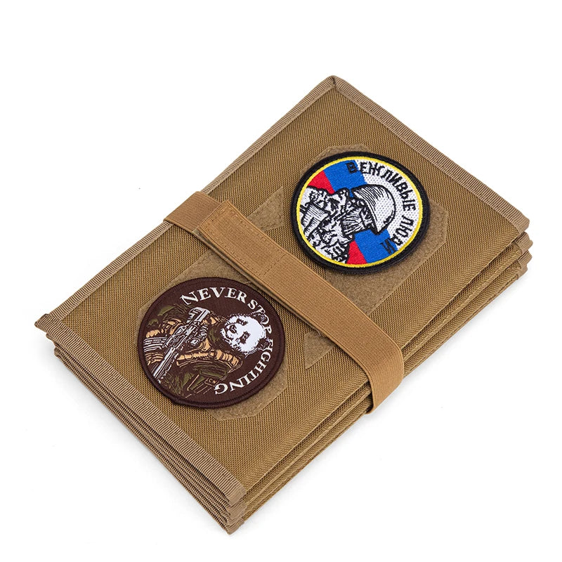 Patch Display, Foldable Tactical Patch Board Panel Holder Booklet Organizer for Hook & Loop Patch, Flag Patch, Morale Patch, Mil