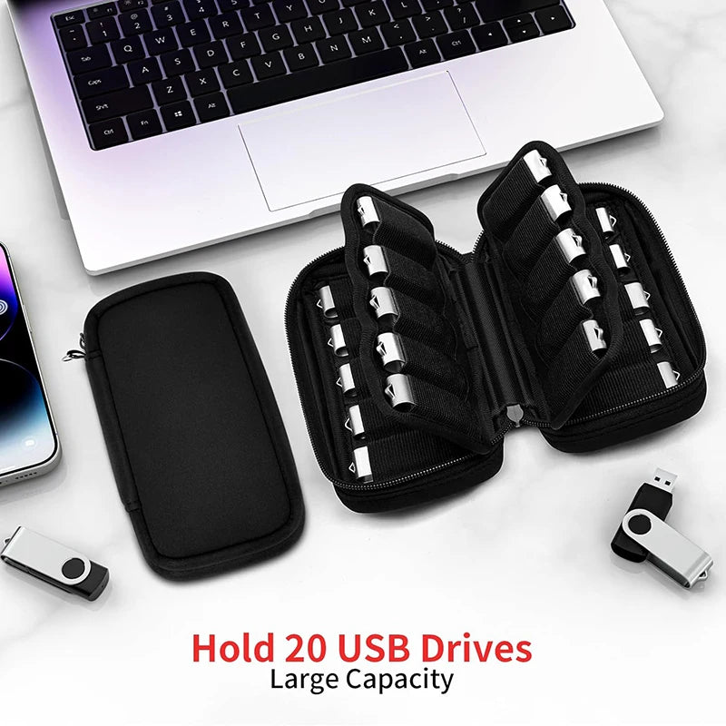 10 20 Slots USB Flash Drive Case With Labels Thumb Drive Holder Case USB Organizer Storage Bag Organizer For USB Memory Stick