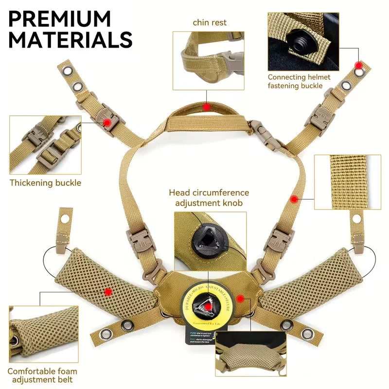 Tactical Helmet Adjustable Strap Universal Hanging System Suspension Fast Release Buckles with Bolts Screws Outdoor Cycling