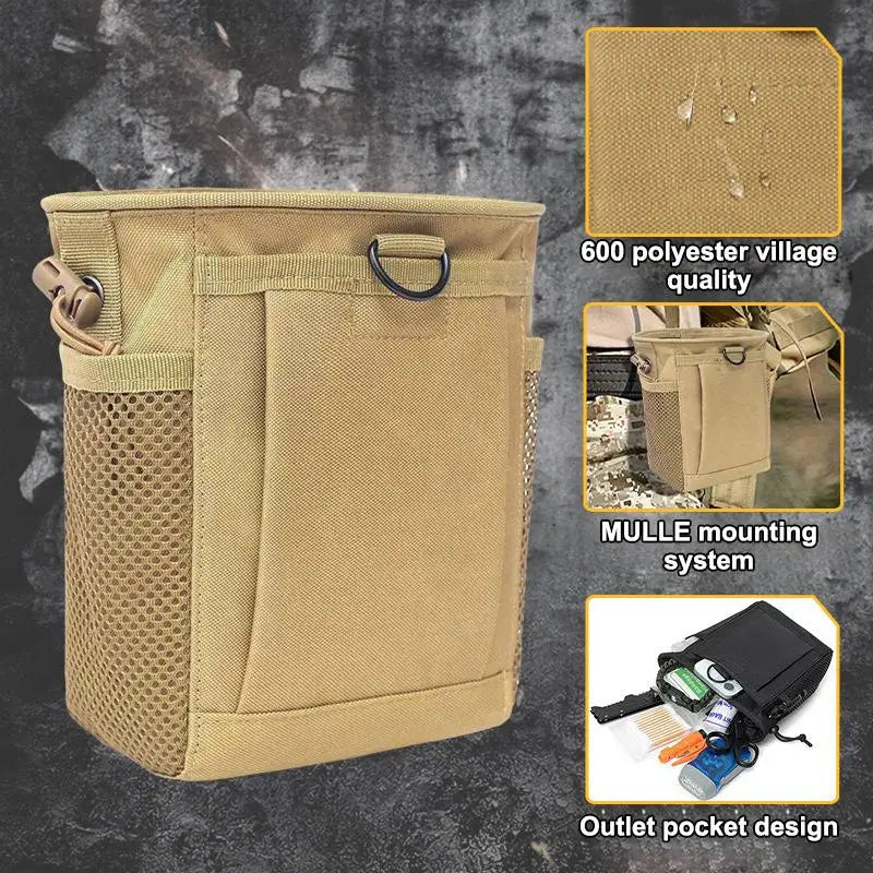 Durable Molle Magazine Dump Pouch with Drawstring Closure for Hiking and Camping