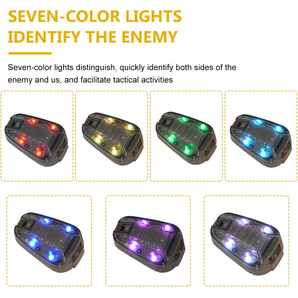 BOOIU Tactical Light IR Strobe Seven Colorful Outdoor Camping Survival Safety Signal Flash Lamp Waterproof Hiking Helmet Light