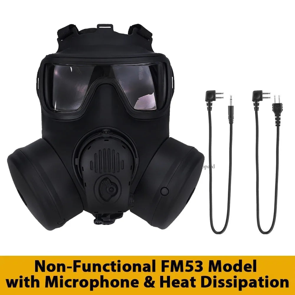 Non-Functional FM-53 Gas Mask simulation Model with Microphone & Heat Dissipation, Dummy Tactical Mask CS Cosplay Game Hunting