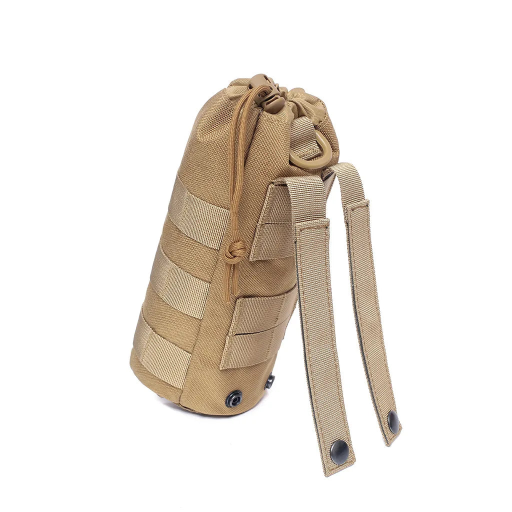 Tactical Molle Water Bottle Bag Outdoor Hiking Camping Drawstring Holder Multifunction Bottle Storage Pouch Pocket