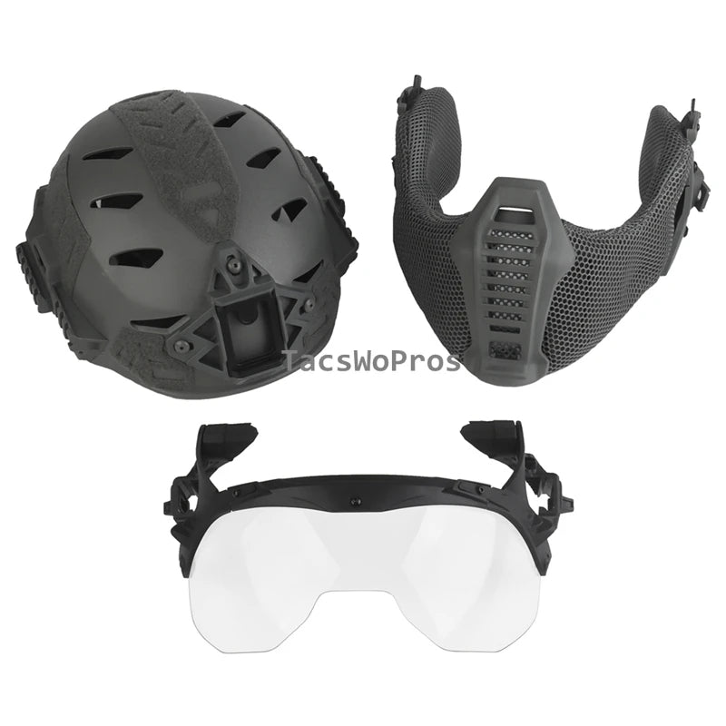 Tactical Full Covered Helmets Kit Hunting Airsoft Training Gear Wendy 3.0 Full Covered Helmet Removable Goggles Mask