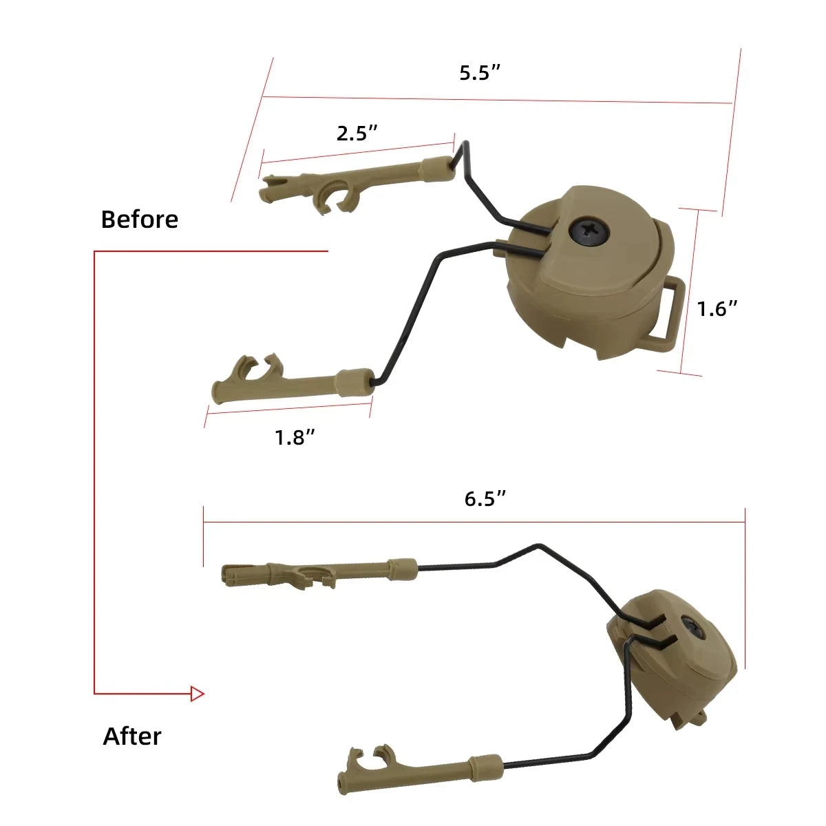 Tactical Headset Bracket Fast Ops Core Helmet ARC Rail Adapter Set fit For COMTAC II Helmet ARC OPS