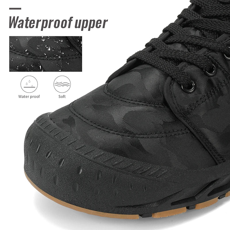 Men Waterproof Ankle Boots Winter Warm Plush Snow Boots Men Outdoor Sneakers Work Boots Male Rubber Winter Men's Boots Big Size
