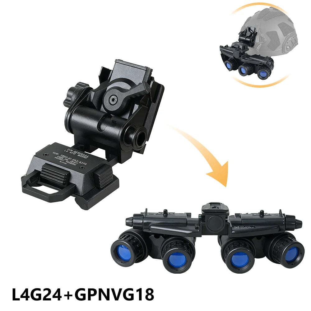 BOOIU Tactical GPNVG18 Cosplay Four-eye Night Vision Goggles Model L4G24 Mount Holder Combination NVG Outdoor Helmet Accessories