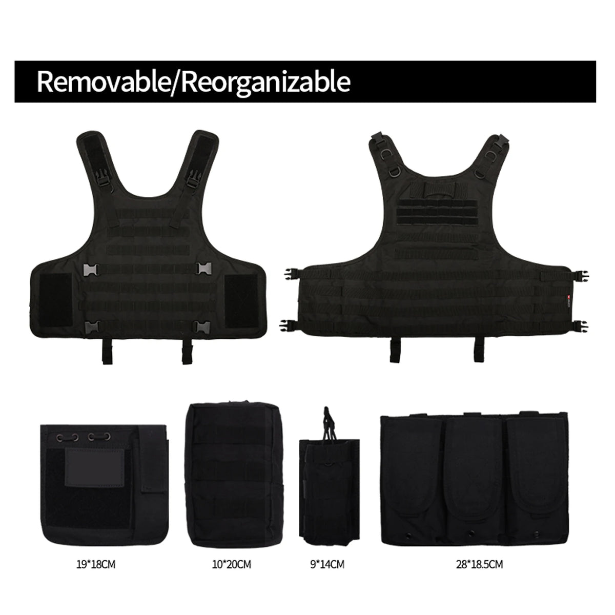 YAKEDA Tactical Vest for Airsoft Paintball Hunting, Adjustable Lightweight with Molle Pouches, Outdoor Protective Gear