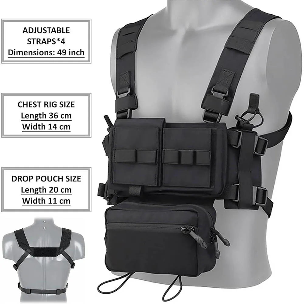 Chest Rig Multifunctional CS Field Molle Dangler Pouch Camouflage Training Vest Outdoor Camping Match Pack Hunting Entertainment