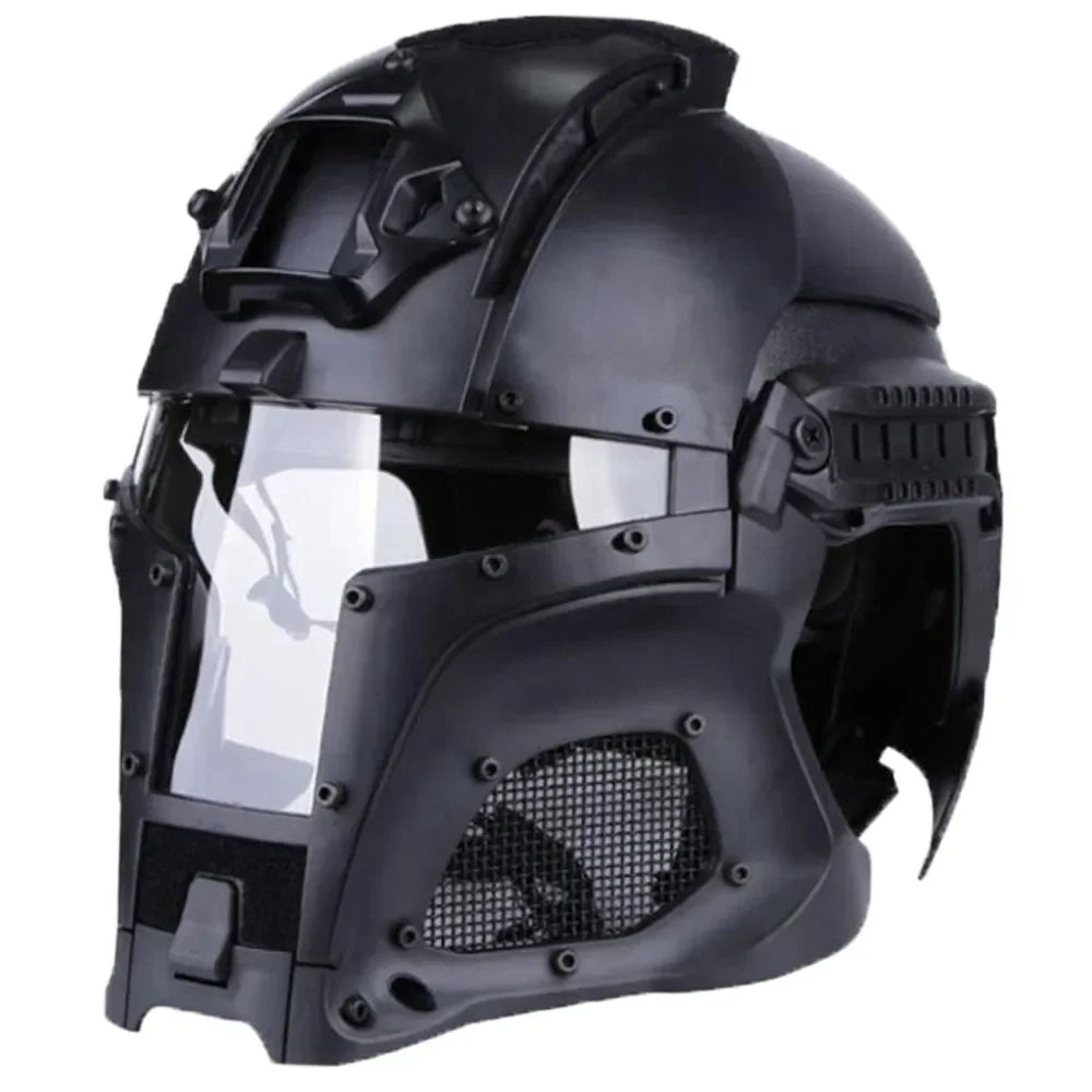 Tactical Full-covered Helmet Medieval Iron Warrior Paintball Protective Airsoft Helmet Adjustable Outdoor Sports Cycling Gear