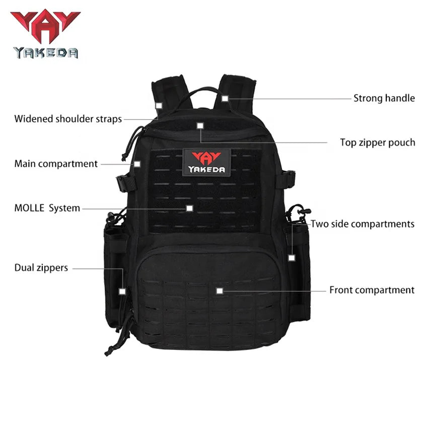 Yakeda Tactical Backpack Outdoor Hiking Camping Commuting Knapsack MOLLE Multi 50L Bag 1000D Nylon Waterproof Anti-friction
