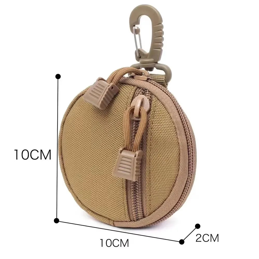 Modular Outdoor Utility Pouch | Small Round MOLLE Compatible Bag | For Hunting Exploration Gear