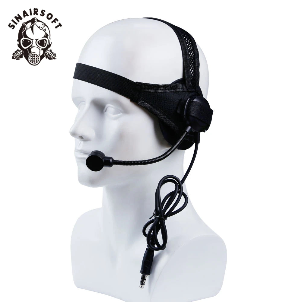 Tactical Headset NATO Z-TAC Selex Z028 with Boom Mic & Plug, Adjustable Harness, Open Earpiece SINAIRSOFT