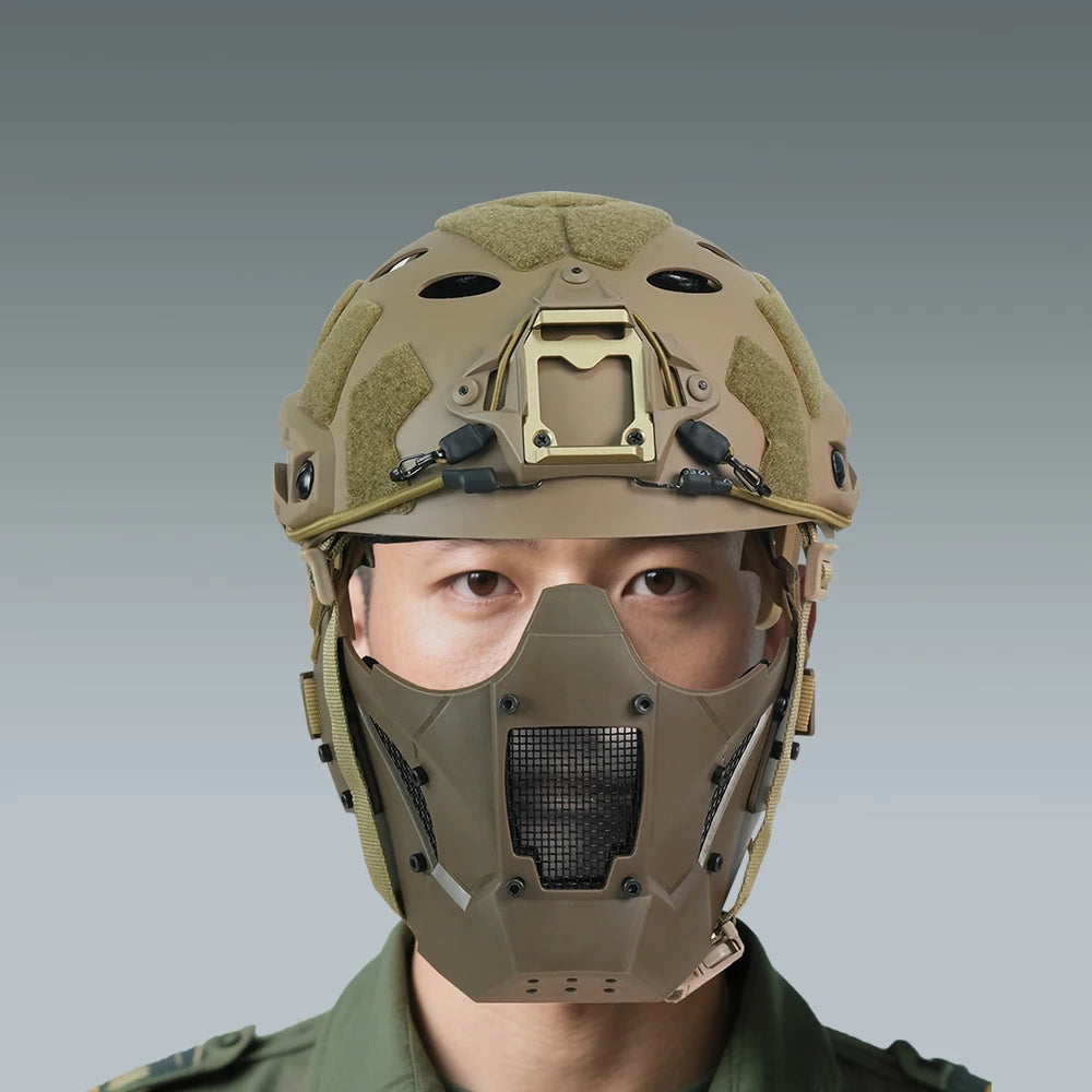 BOOIU Tactical Helmet Mask Breathable Iron Mesh Half-Face Mask Air Gun Headdress Outdoor Sports Cycling Mask Hunting Accessories