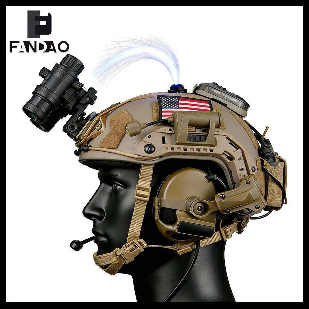 Tactical Helmet Set Military Airsoft Bump Helmet 9-in-1 Set with NVG Mode Communication Headset for CS Paintball Field Cosplay