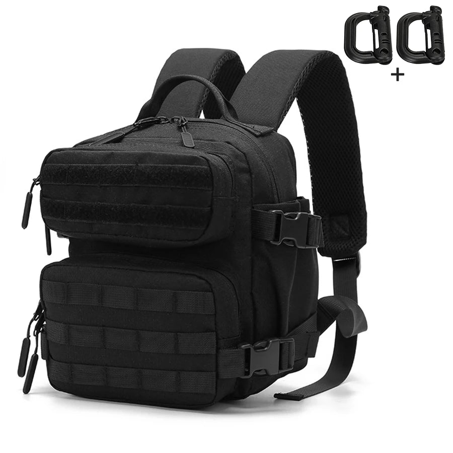 9L mini multi compartment backpack with MOLLE webbing and breathable mesh back panel for daily outdoor use