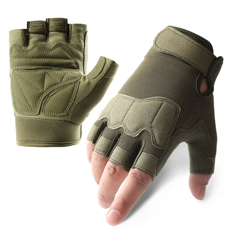 CHRLCK Men's Half Finger Cycling Tactics Gloves Wear-resistant Motorcycle Gloves Anti-Scratch Riding FiShing Training Gloves