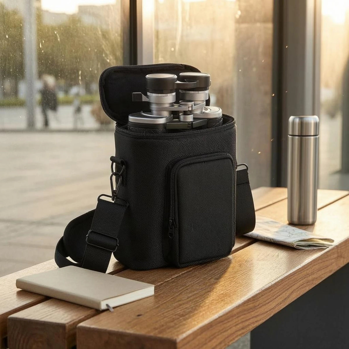 Binocular Harness Chest Pack Hunting Storage Bag Practical Multipurpose Carrier Case with Rain Protection Cover Portable Hiking