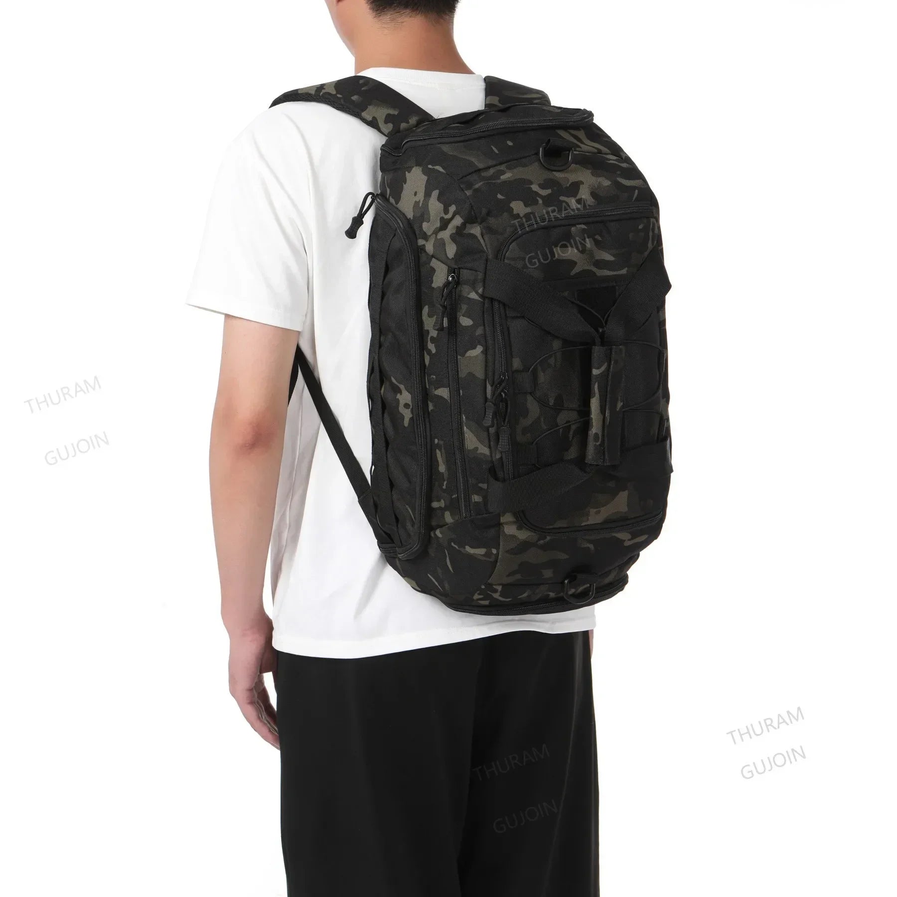 3-in-1 Tactical Gym Backpack with Shoe Compartment Convertible Duffel Sling Bag for Men Women Weekender Overnight Travel Bag