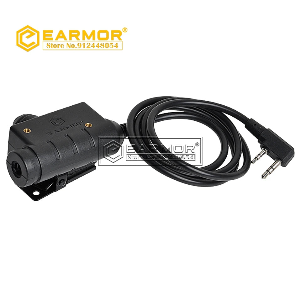 EARMOR PTT Adapter M51 Tactical Headset PTT Kenwood & AUX Radio Interface