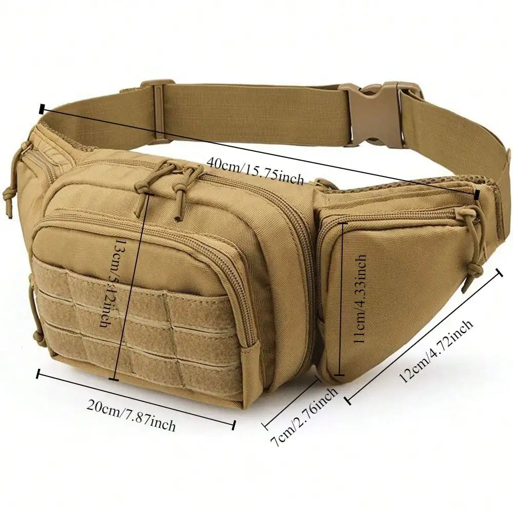 Tactics Outdoor Sports Waist Bag with Badge and Buckle, Hiking Bike Fishing Shoulder Bag Lightweight High Capacity Waist Bag