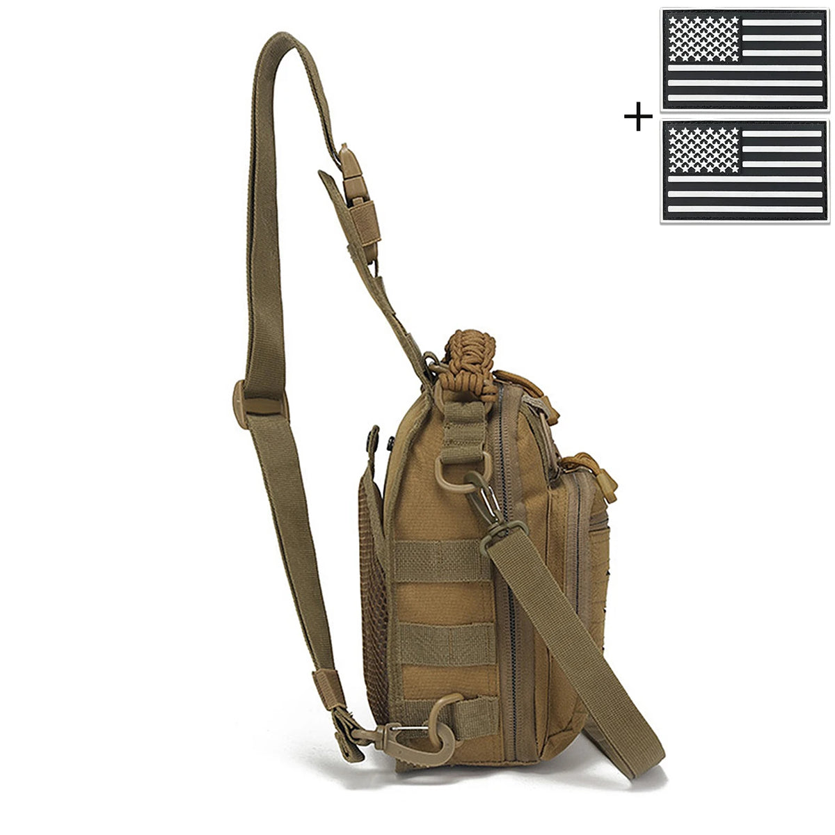 Laser MOLLE EDC outdoor hunting bag can be carried on one shoulder or diagonally, with a woven handle and a shoulder strap