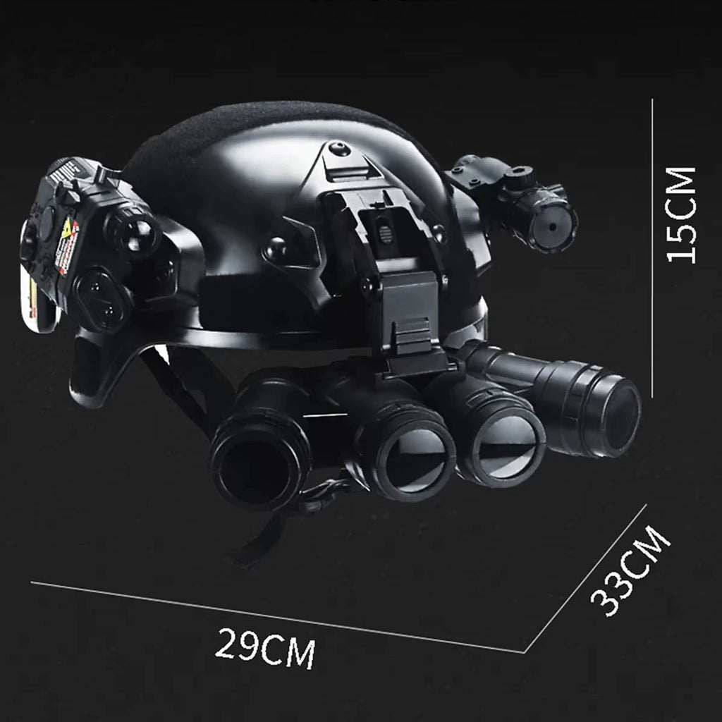 Tactical MICH Children's Helmet Set with Four-Eye Night Vision Goggles Model Strobe Light Infrared Flashlight for Boy Kids Gift
