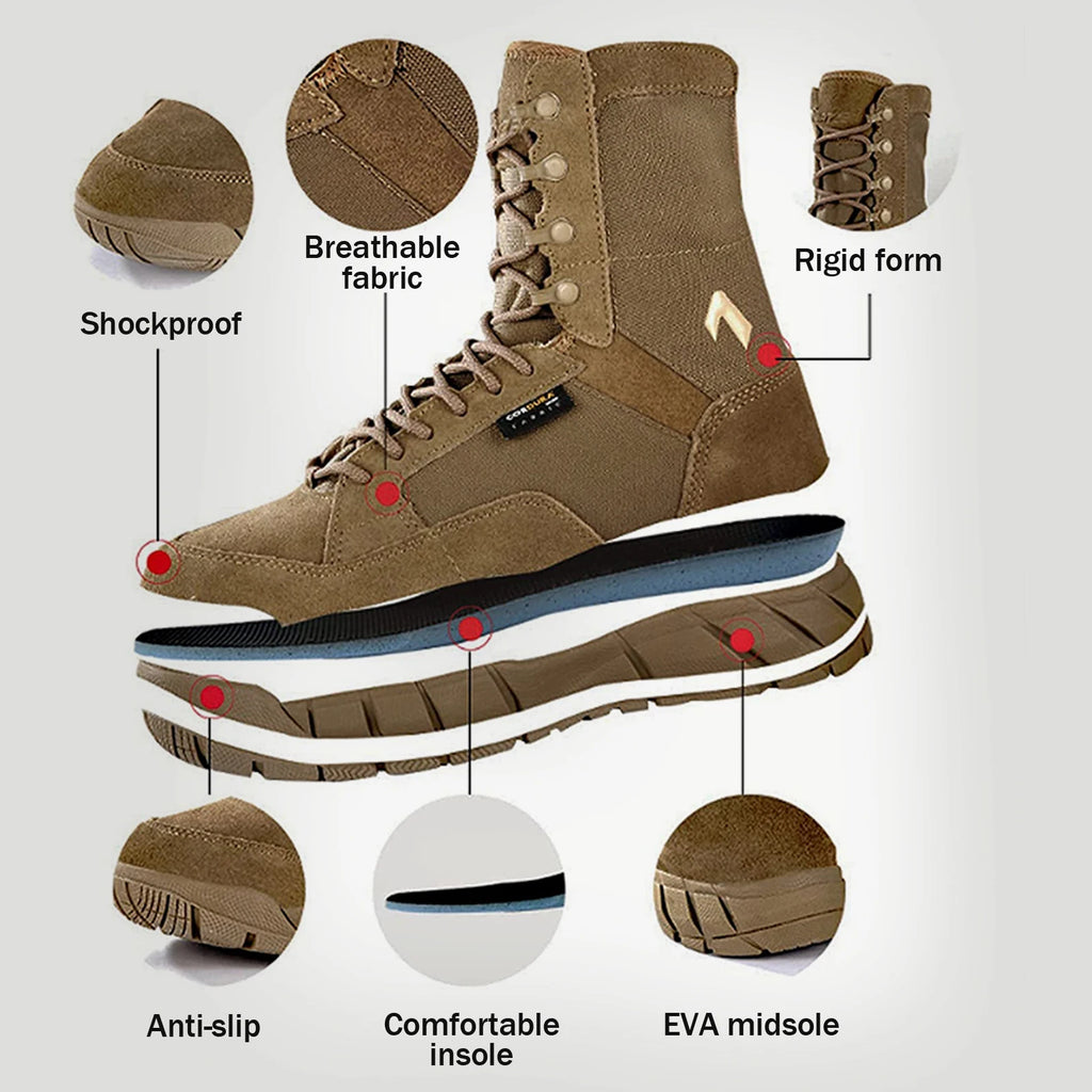 YEVHEV Men's 8 inch Tactical Boots Outdoor Casual Lightweight Coyote Military Boots for Hiking Work Outdoor Casual