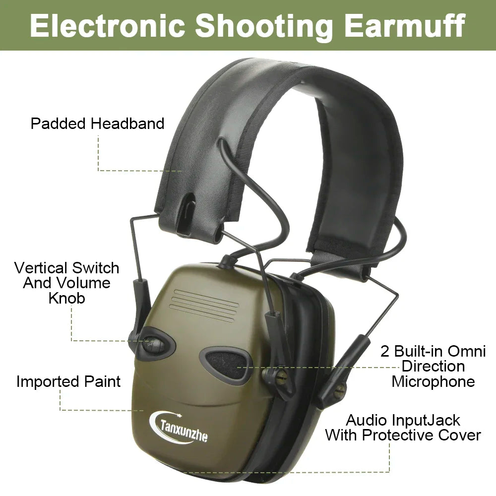 Electronic Shooting Earmuff Case Anti-noise Headphone Sound Amplification Hearing Protection Headset Foldable Earmuffs