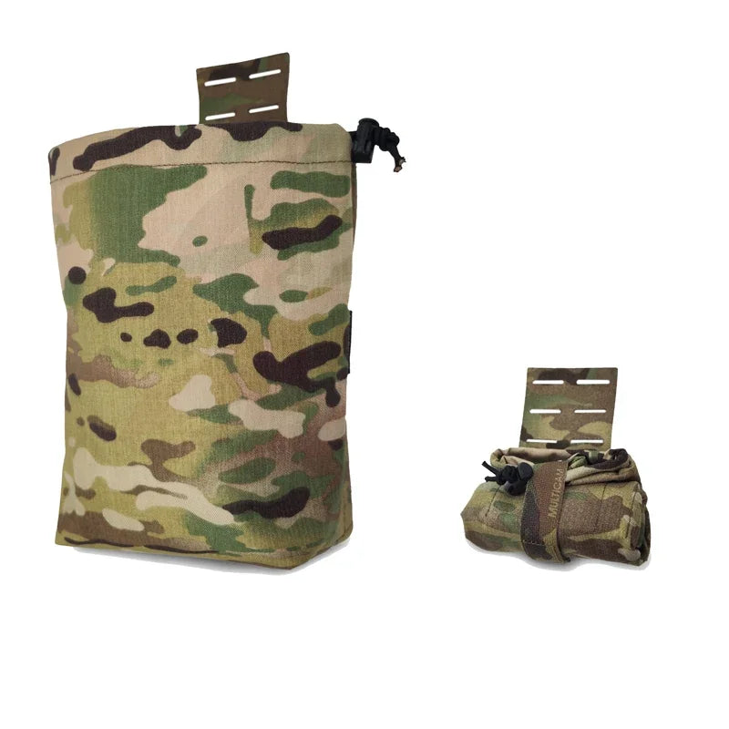 Tactical Foldable Bag Airsoft EDC Molle Foldable Bag Gear Hunting Recycling Storage Carrier Waist Pouch Multicam 500D