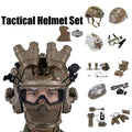 Tactical Airsoft FAST Helmet Set with GPNVG-18 NVG Mount Venom Balaclava Full Face Mask Headset Battery Bag Signal Light