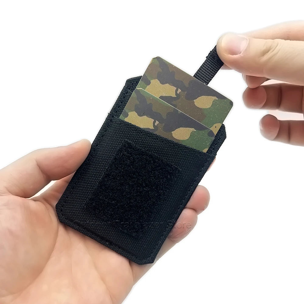 Tactical ID Card Holder Hook & Loop Case Portable Credit Card Bank Card Protector Hunting Bag Accessories