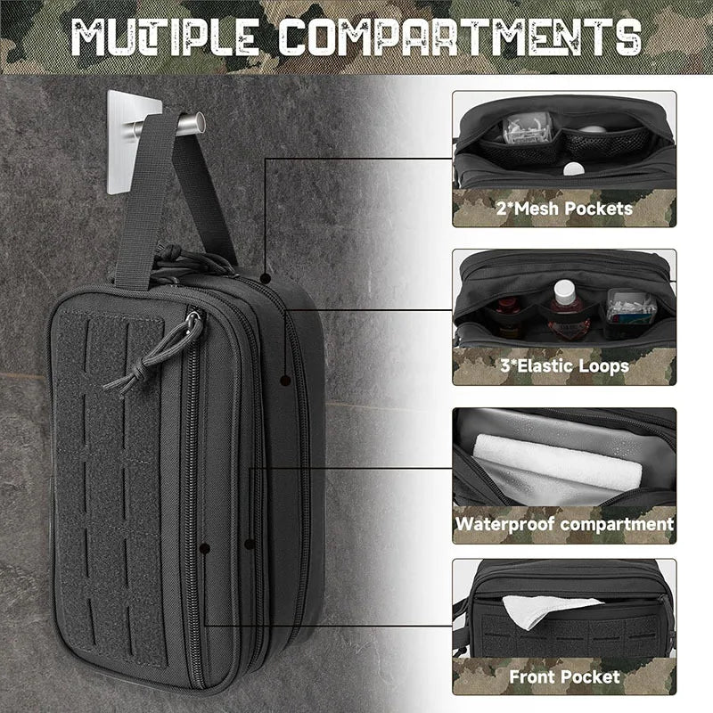 1000D Tactical Toiletry Bag Molle EDC Organizer Pouch Utility Men Large Capacity Travel Storage Case for Outdoor Hunting Camping