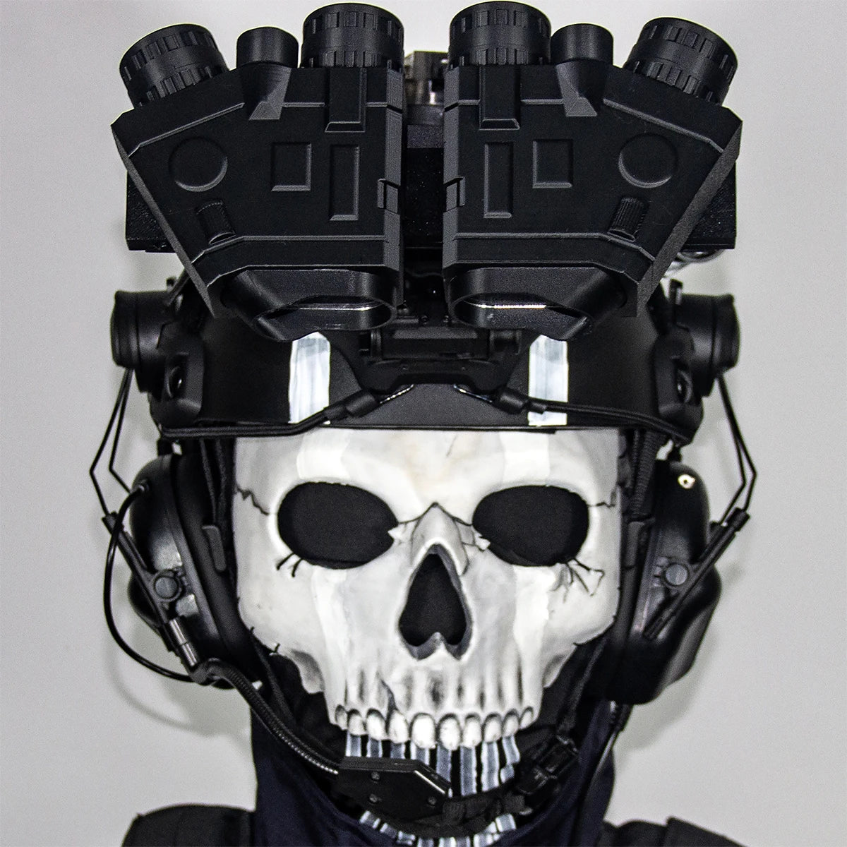 Call of Duty Ghost Tactical Helmet Kit with Illuminated Night Vision Goggles Headset Skull Mask for Cosplay Airsoft Shooting