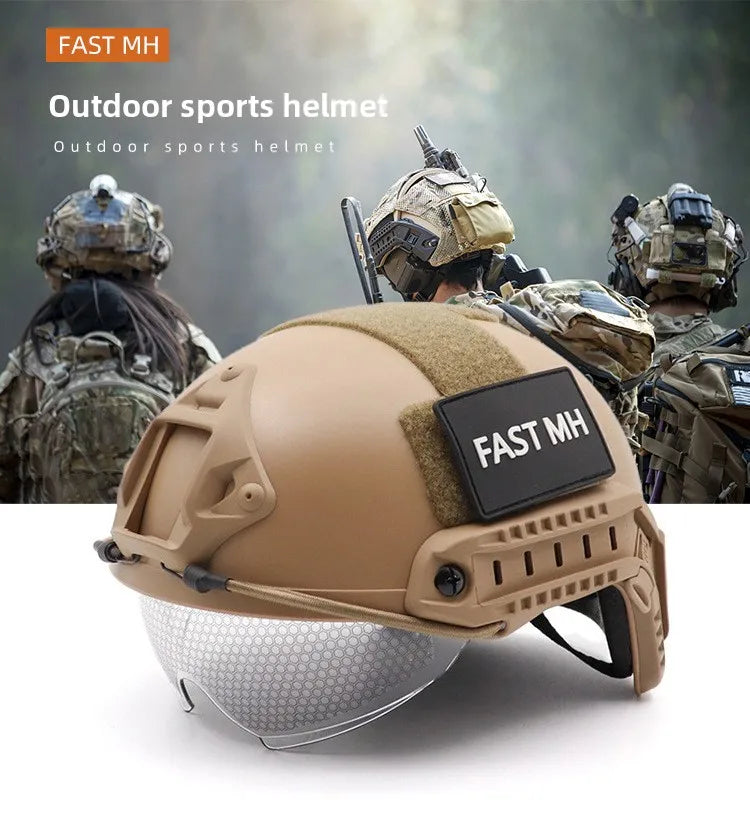 FAST Tactical Helmet MH Goggles Edition Helmet Protective Equipment Cycling Military Fan Light Rail Helmet 2026