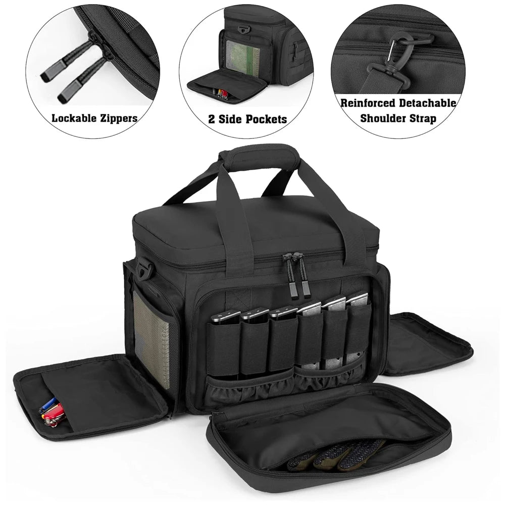 Tactical Pistol Gun Storage Bag Gun Range Bag for 4 Handguns Pistol Shooting Range Bag Magazine Carrying Pouch for Hunting