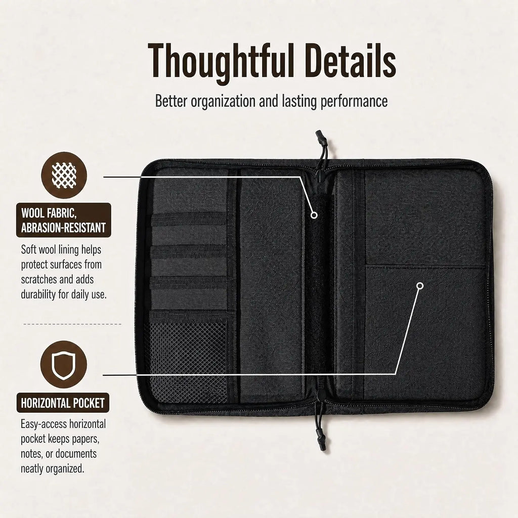 Tactical Notebook Cover A5 Notebook Case Multi-Pocket EDC Organizer Journal Pouch Zippered Sketchbook Hunting Field Notes Cover