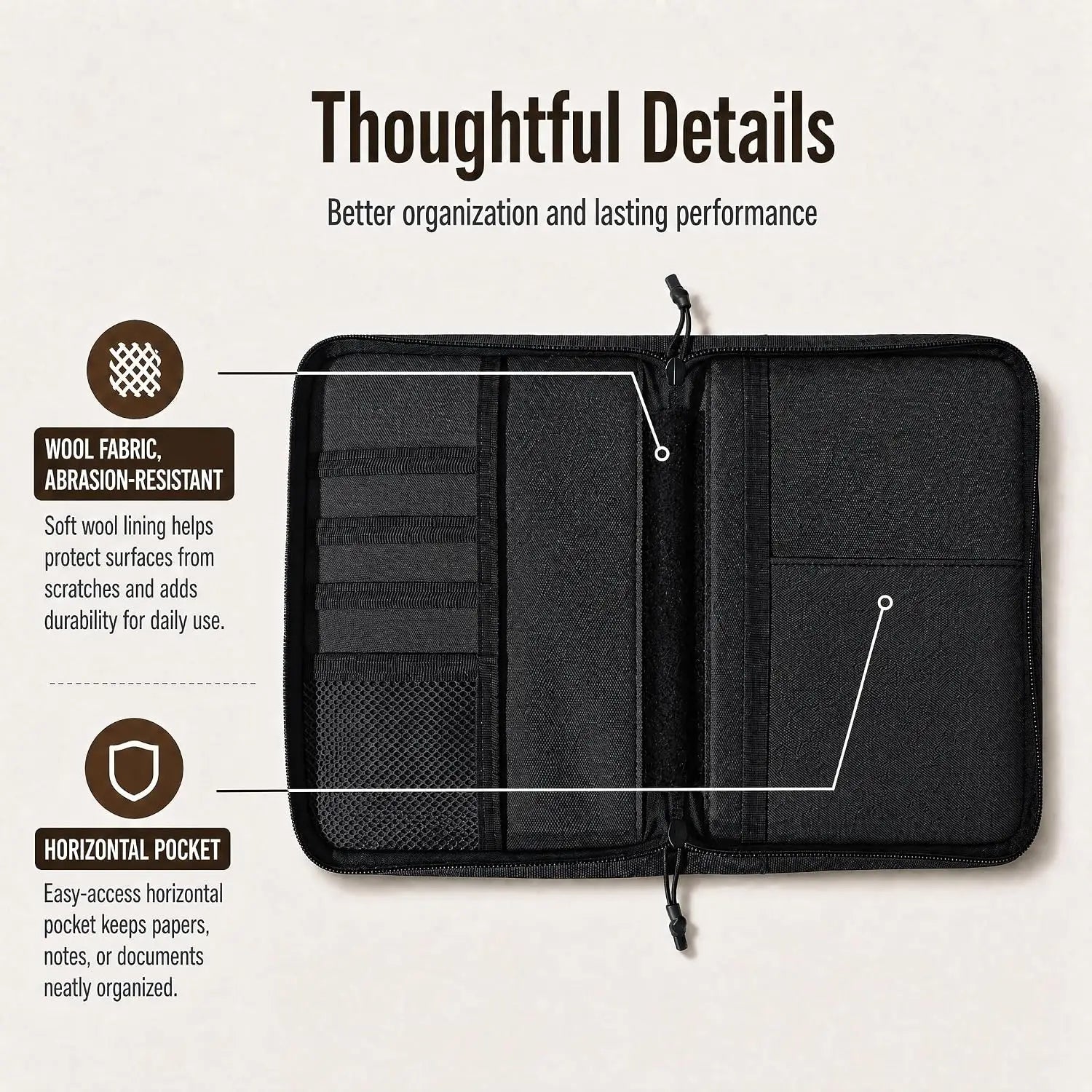 Tactical Notebook Cover A5 Notebook Case Multi-Pocket EDC Organizer Journal Pouch Zippered Sketchbook Hunting Field Notes Cover