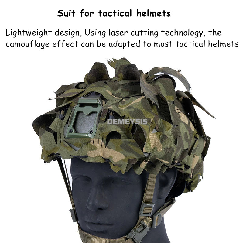 Airsoft Helmets Camouflage Cover with Elastic Cord 3D Helmet Cloth Laser Leaf Shape Cut Hunting Paintball Helmets Accessories