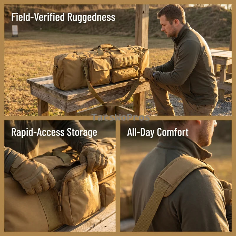 M249 Tactical Hunting Gun Bag Heavy Duty Gun Carry Bag Durable Nylon Paintball Airsoft Dual Rifle Case with Shoulder Strap