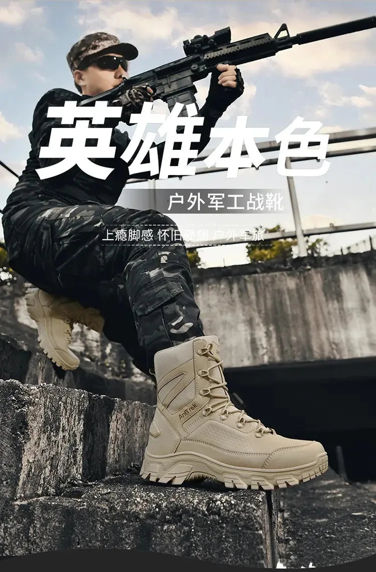 Men's Desert Combat Boots, Outdoor Anti-slip Tactical Boots, Hiking Desert Hunting Shoes, Work Safety Men's Boots,Off-road Boots