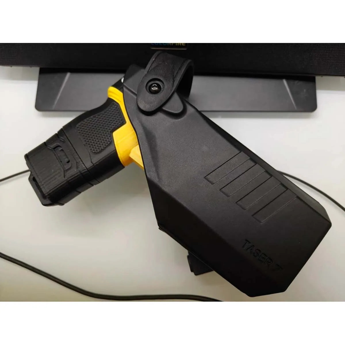 Tactical Holster for Taser T7 ECD Duty Gear Quick Release Belt Loop & Vest Mount, SLS Locking System Holster with Rotating Hood