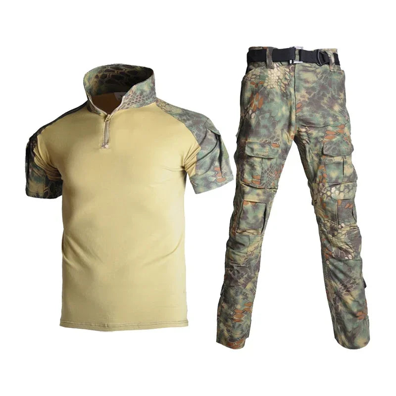 Summer Outdoor Camping Suits Tactical Shirt Men Frog Camouflage Uniform Pants Wear Multicam Sets Hiking Clothes No Pads