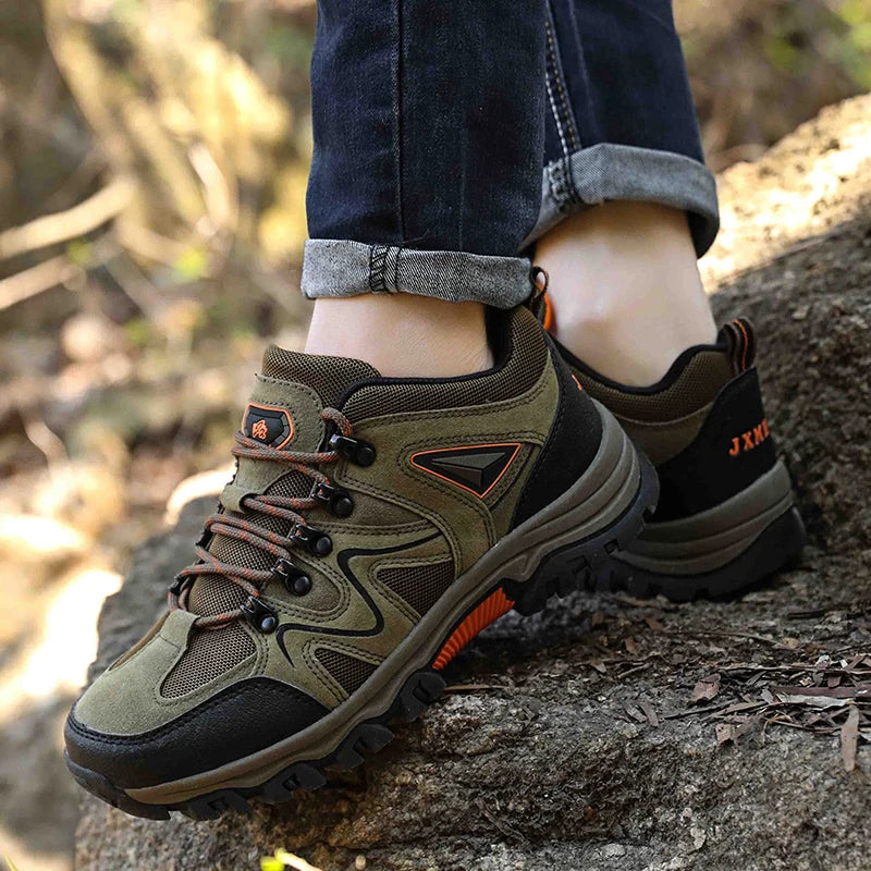 Men Hiking Shoes Suede Leather Outdoor Shoes Wear-Resistant Men Hiking Hunting Tactical Sports Shoes