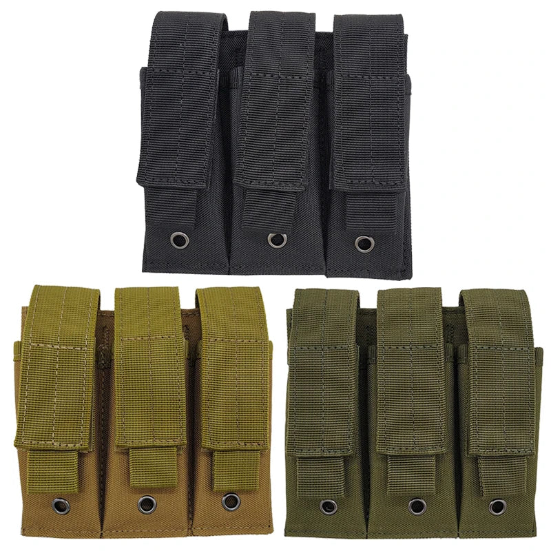 Molle Tactical Triple Pistol Mag Pouch Outdoor Open-Top Single Double 9mm Magazine Pouch Holder Case for GLM1911 92F CZ75