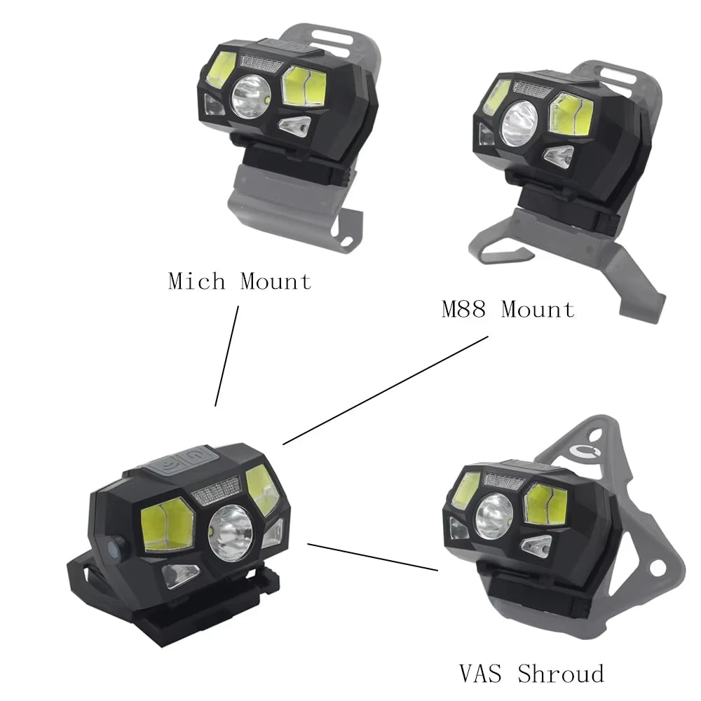 BOOIU Tactical Helmet Light Signal Light NVG Mounted Sensor Headlamp USB Charging Waterproof Outdoor Sport Hunting Headlight