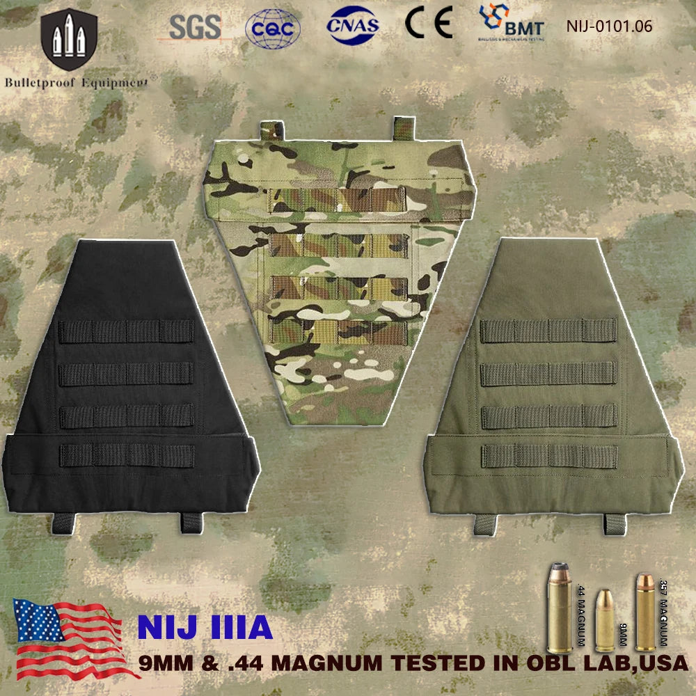 NIJ IIIA Tactical Ballistic Groin Guard Protector Armor Plate-Multi-Purpose for Vest Outdoor Protective Combat & Airsoft