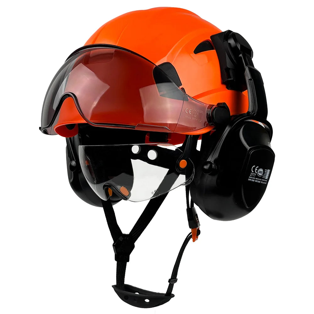 ANSI CE Heavy Duty Safety Helmet Anti-Impact Goggles Earmuffs Combo Ventilated Site Construction Hard Hat Head Protection