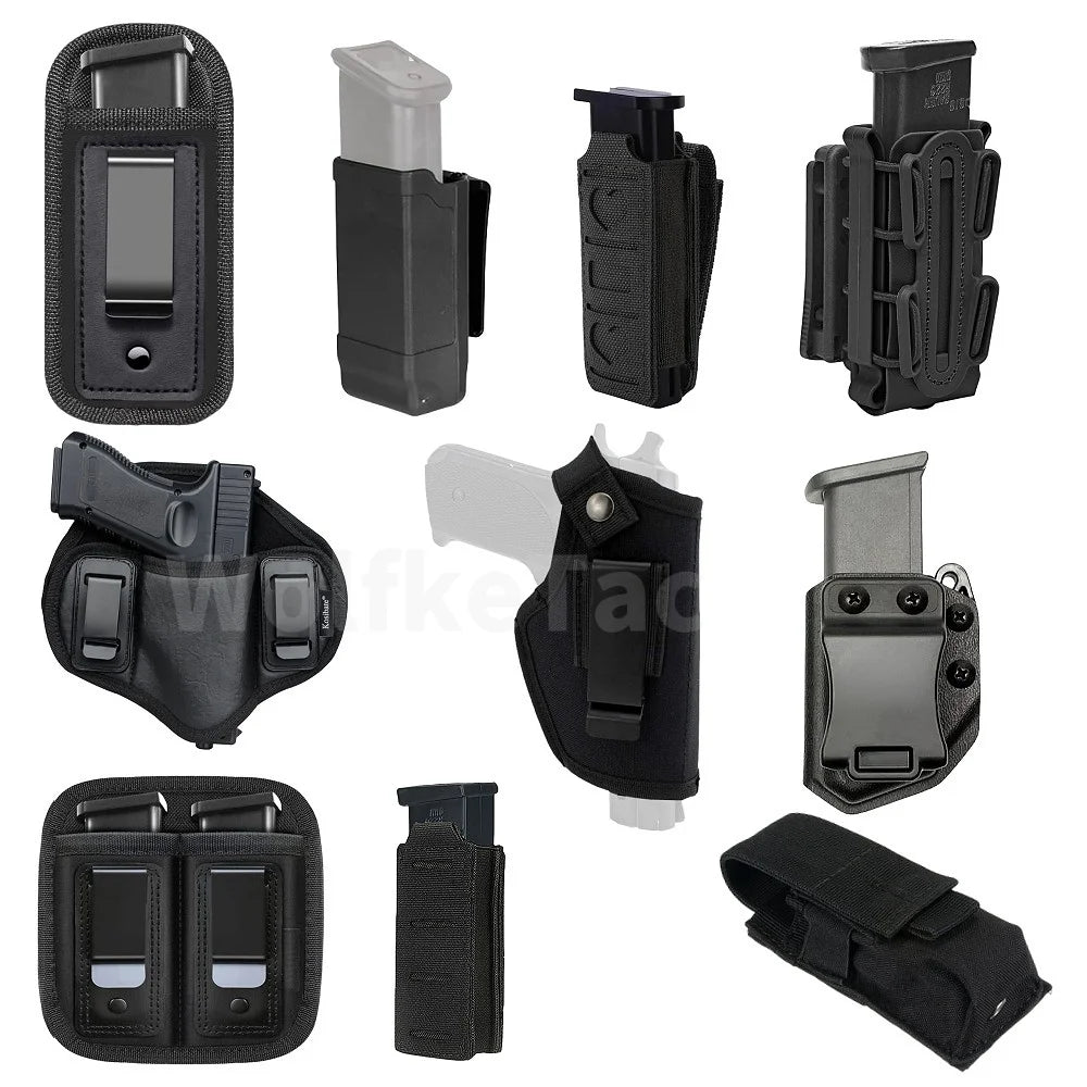 Nylon Magazine Pouch Holster, 9mm Pistol Concealed Carry Magazine Box with Clip